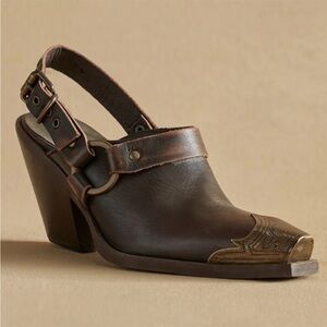 Brown Leather Slingback Women's Shoes NWB